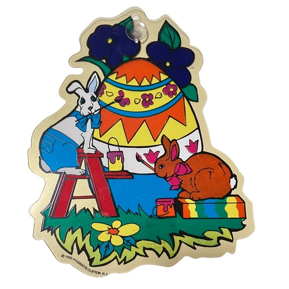 Vintage 90's Easter Chicks Egg Bunny Diecut Plastic Suction Cup Window Clings 3 - Picture 2 of 9